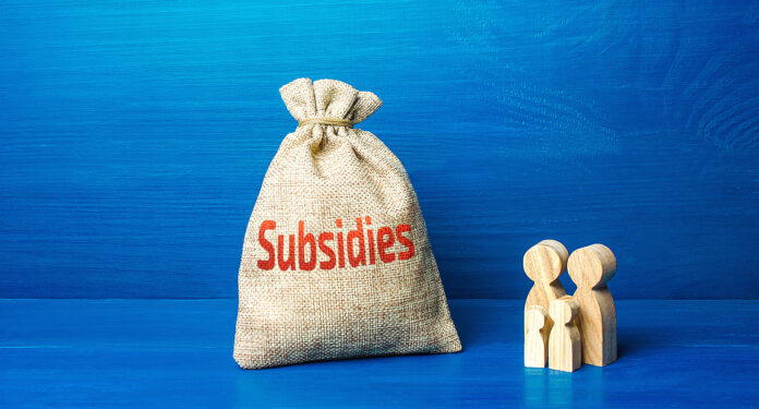 Family Figurines And Subsidies Money Bag